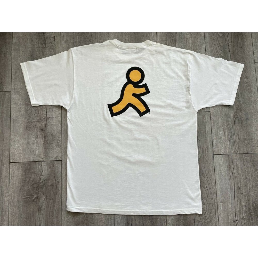 Vintage Fruit of the Loom Men's America Online AOL White Graphic T-Shirt Sz XL